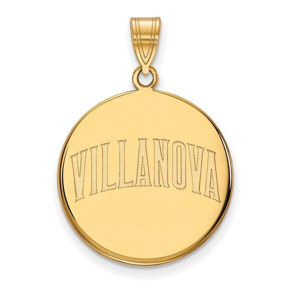 10k Yellow Gold Villanova U. Large Script Disc Pendant